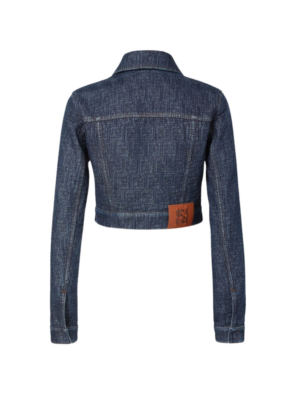 Cropped Denim Jacket with Embossed Texture