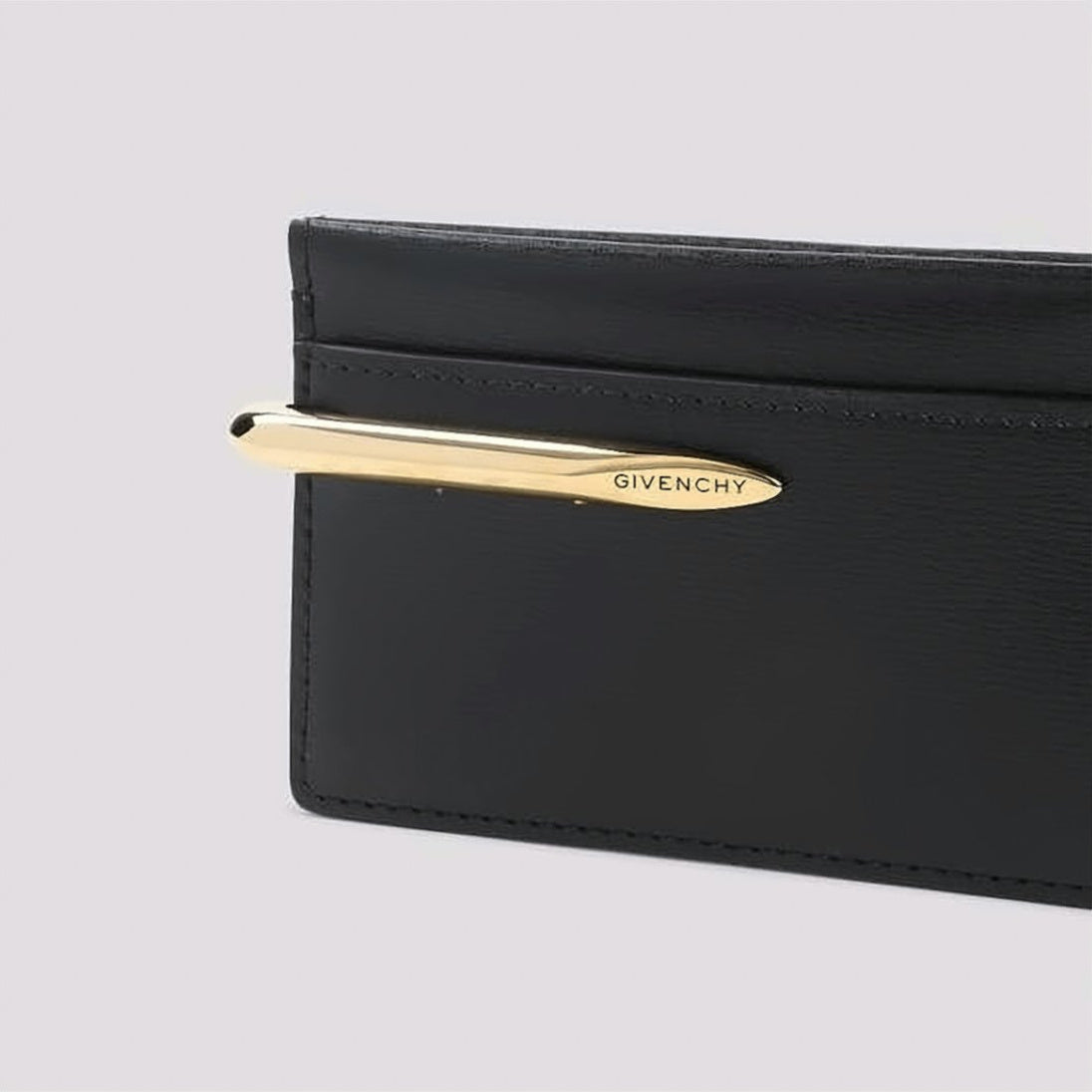 Sleek Calf Leather Cardholder with Gold-tone Accent