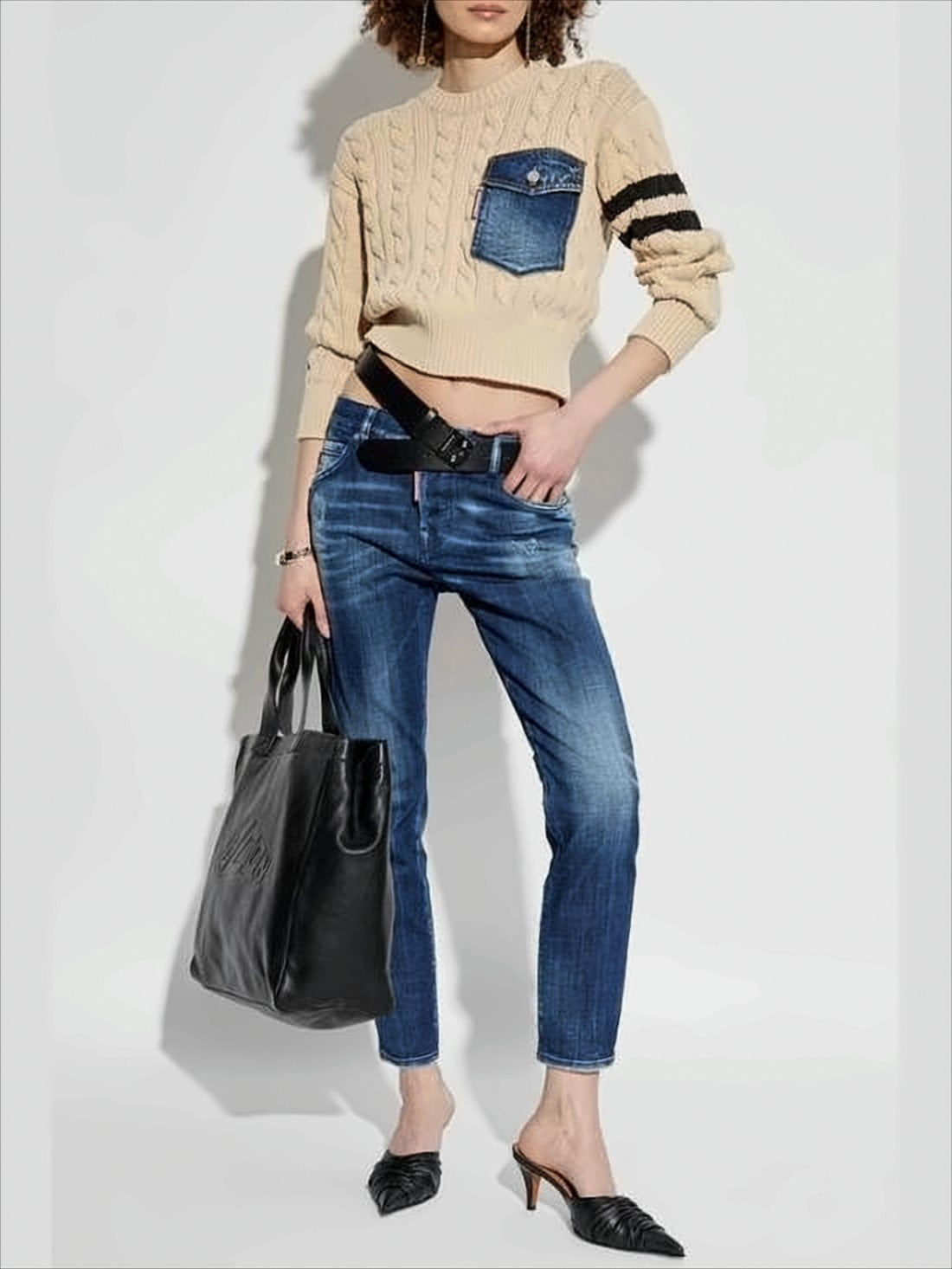 Slim-Fit Cropped Denim Pants