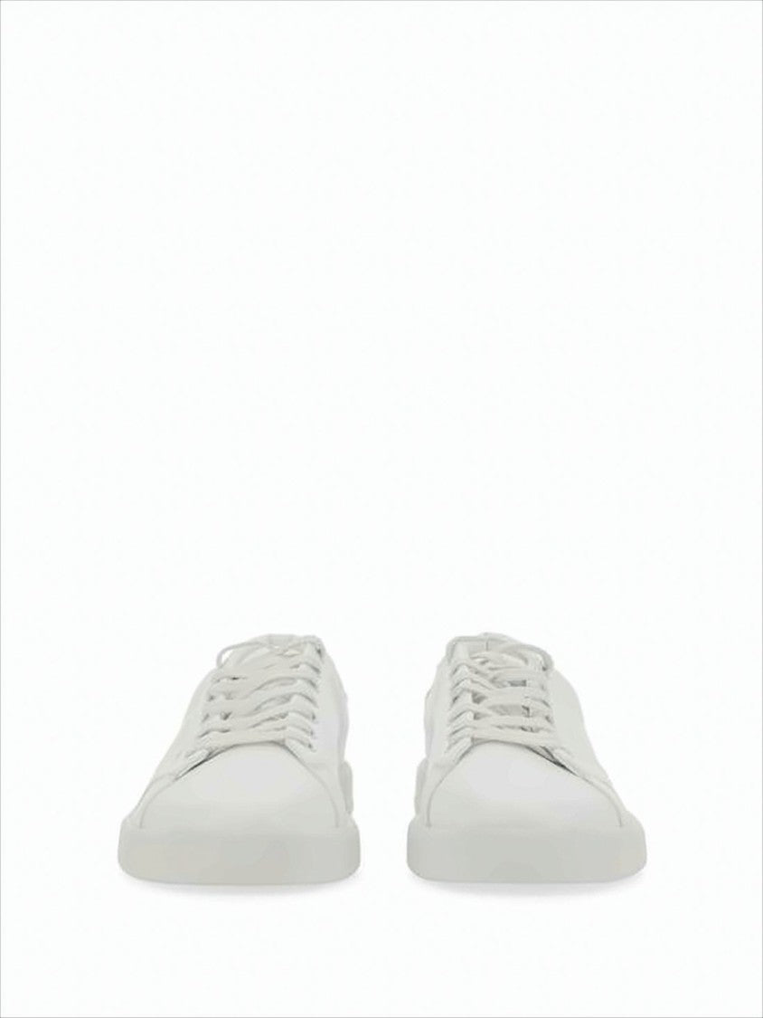 White Low-Top Sneakers with Lace-Up Front