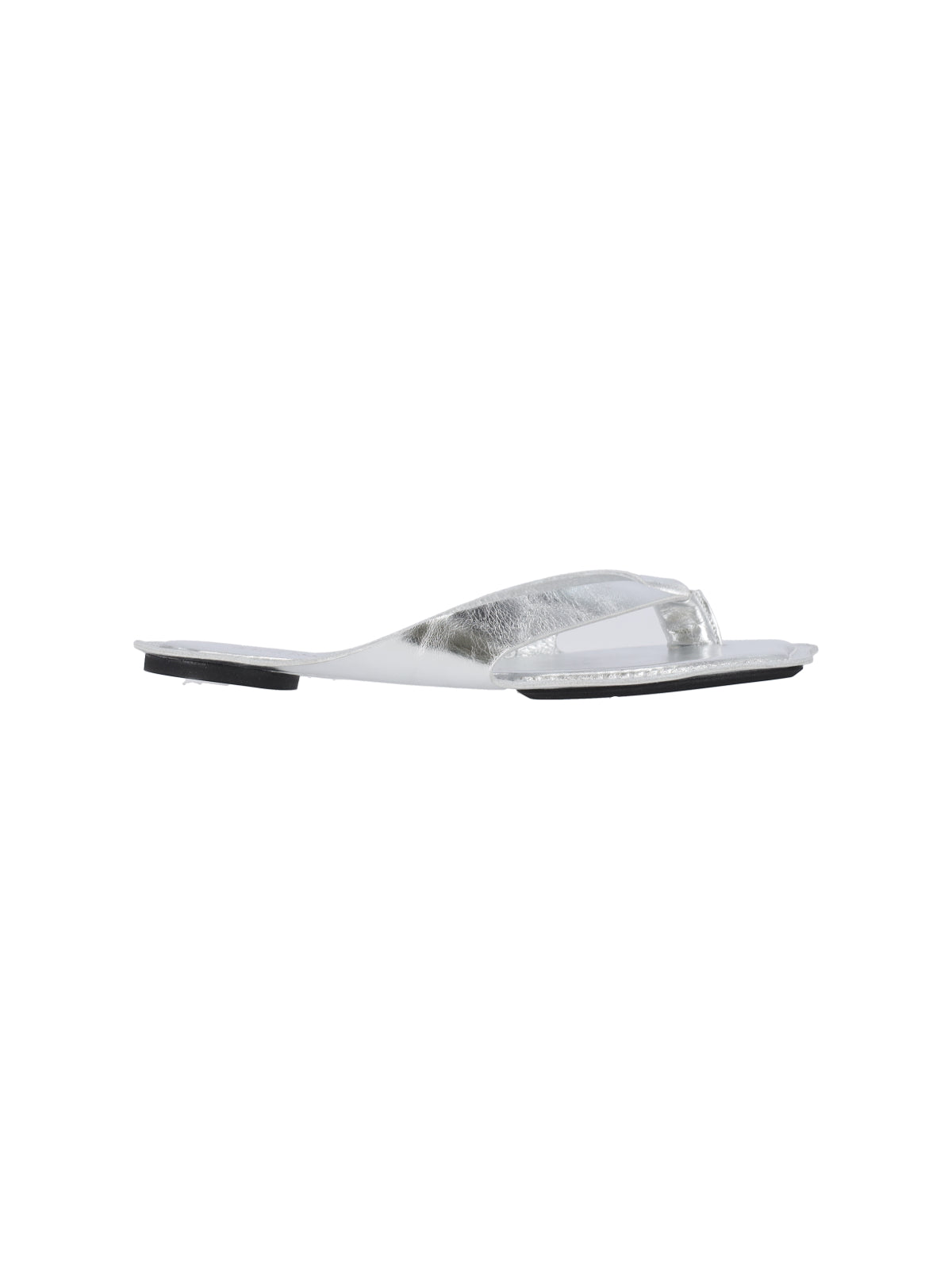 Silver Metallic Thong Contoured Sole Sandals