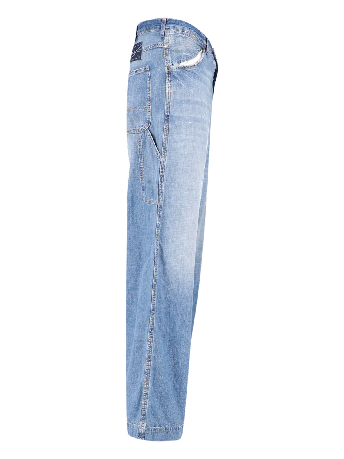 Blue Wide-Leg Four Stitches Jeans