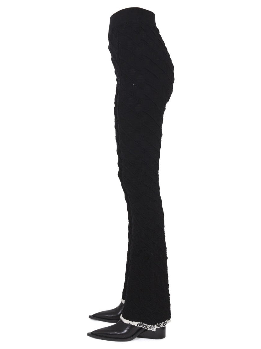Fitted Black Pants With Textured Finish
