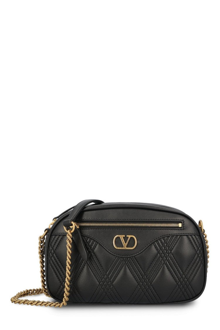 Quilted Lambskin Shoulder Bag with Gold-tone Accents