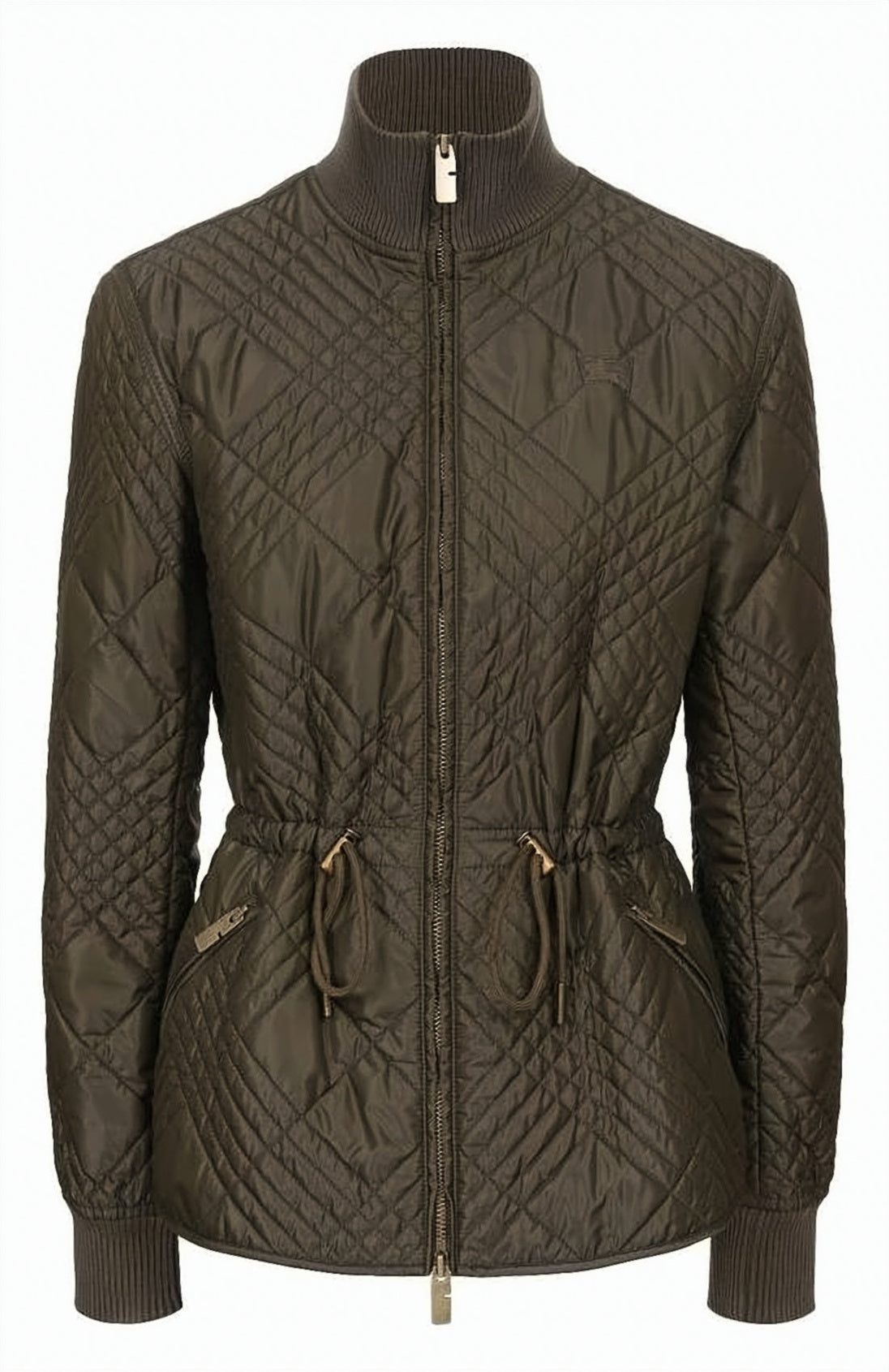 Quilted Brown Jacket with Adjustable Waist