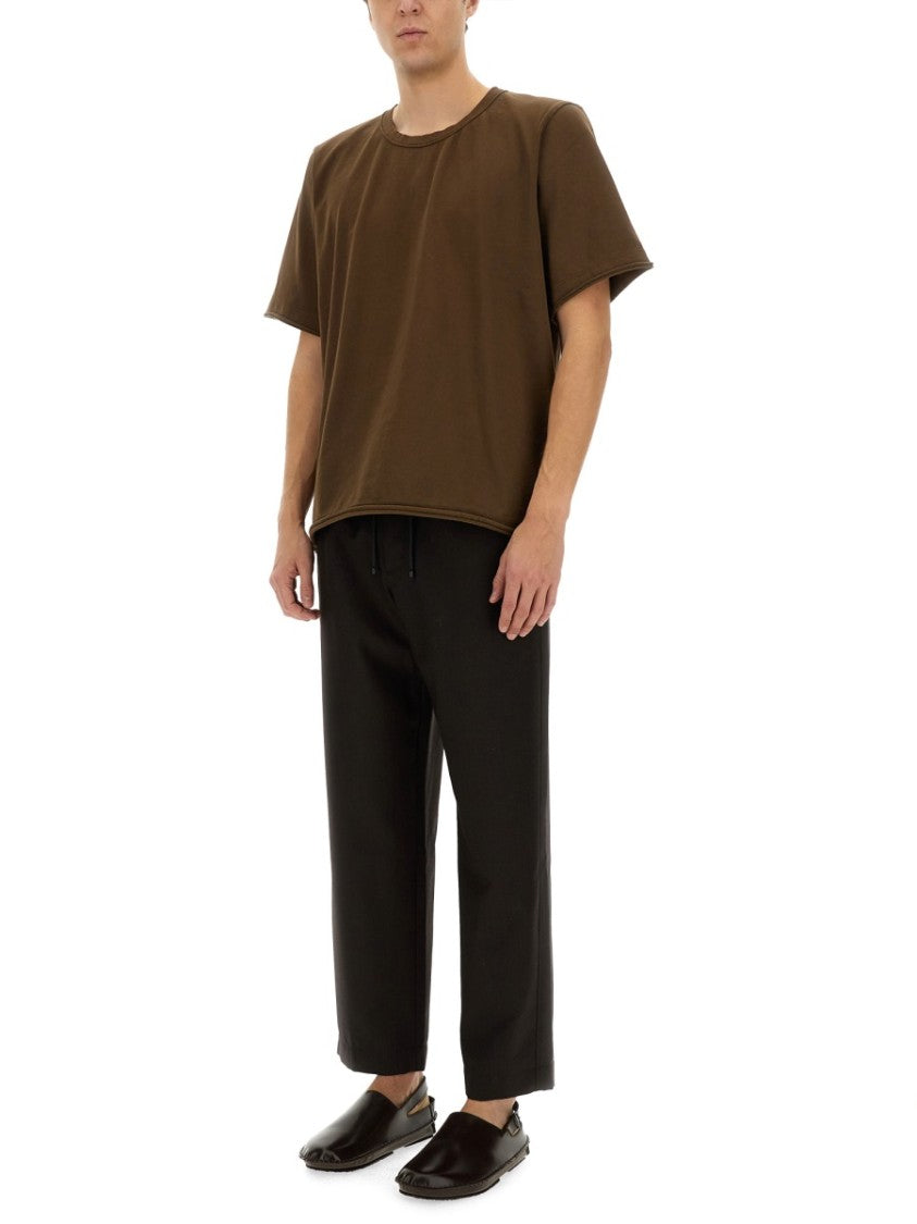 Relaxed-Fit Brown Cotton T-Shirt With Design