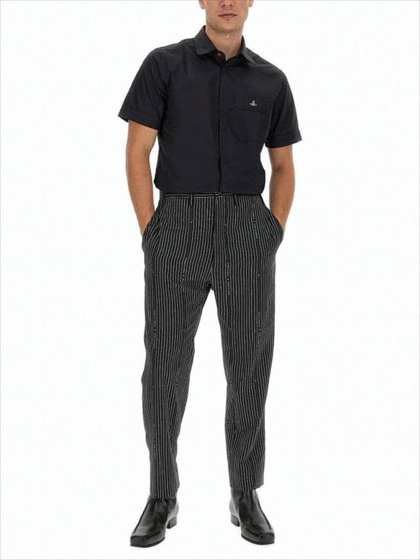 Pinstripe Tailored Pants with High Waist