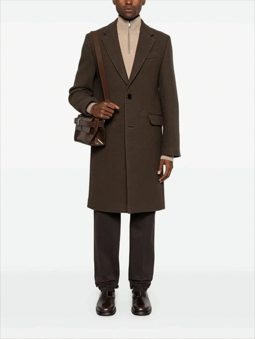 Brown Tailored Wool Coat With Notched Lapel And Classic Silhouette