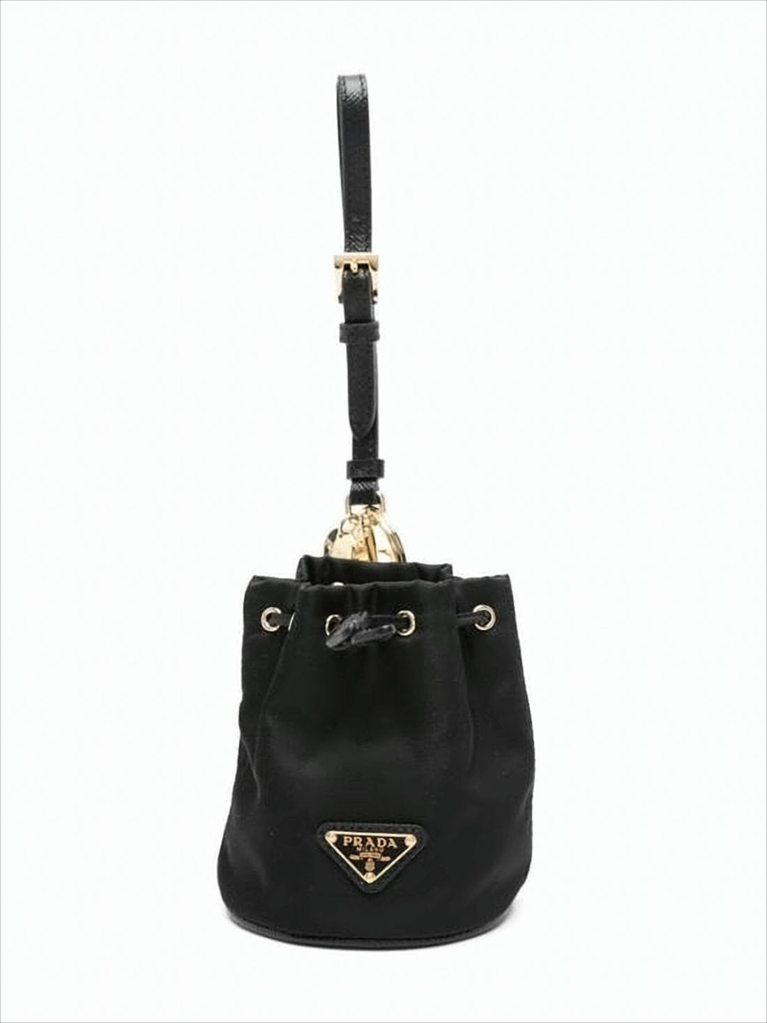 Bucket-shaped Nylon Clutch with Drawstring Closure
