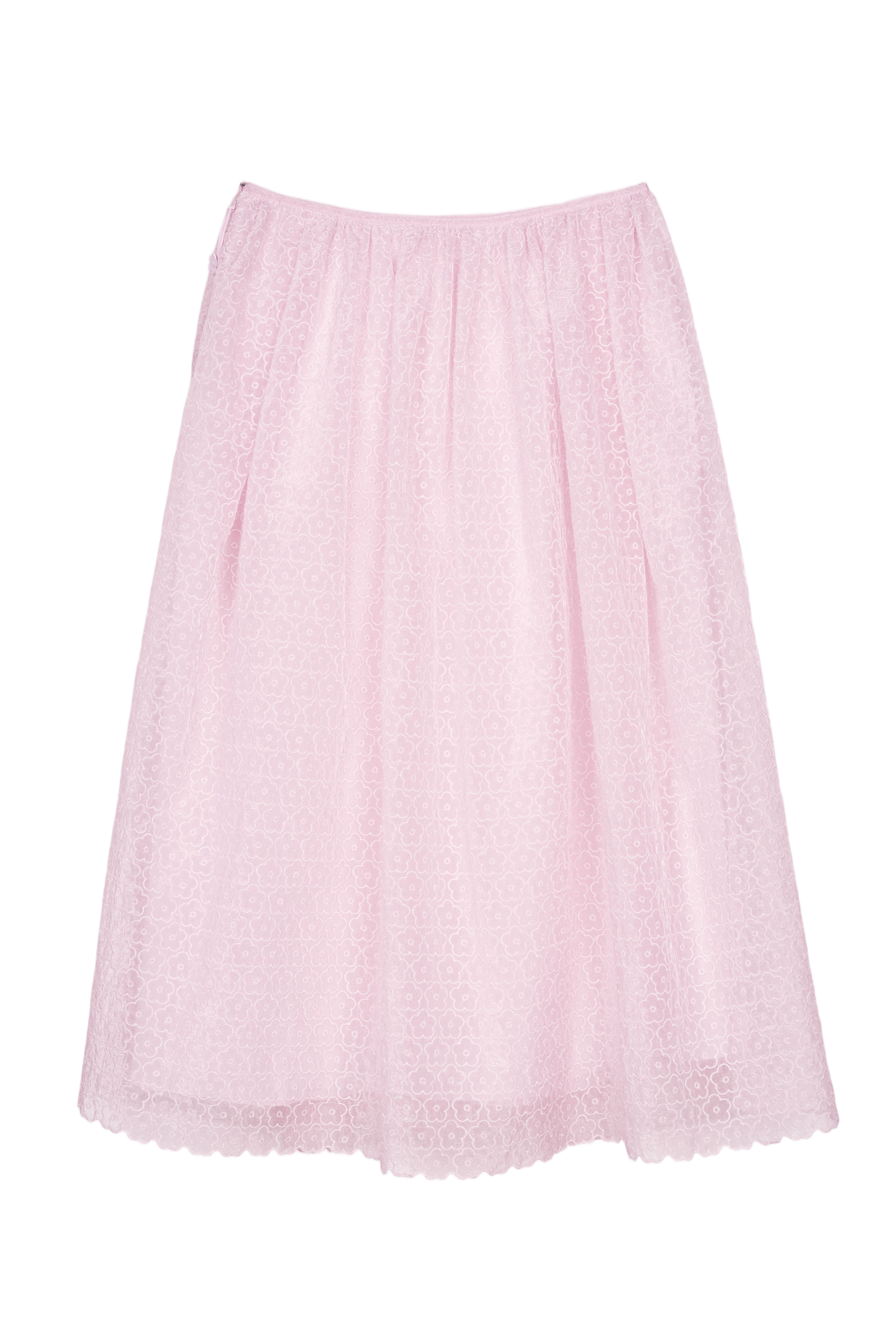 Embroidered Midi-Length Skirt with Drawstring Waist