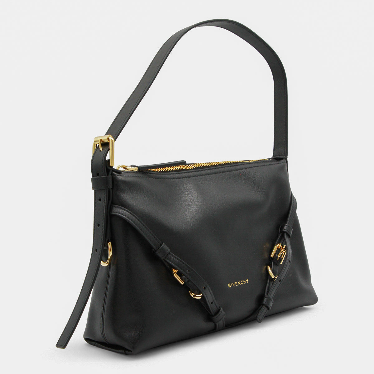 Black Leather Voyou Shoulder Bag