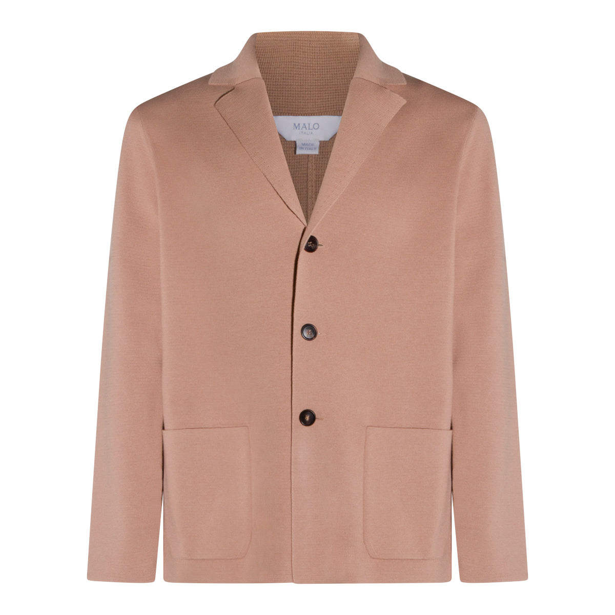 Camel Cotton Blazer With Lapel Collar