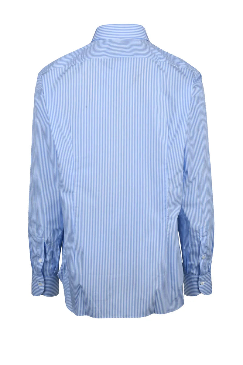 Cotton Shirt - White/Light Blue