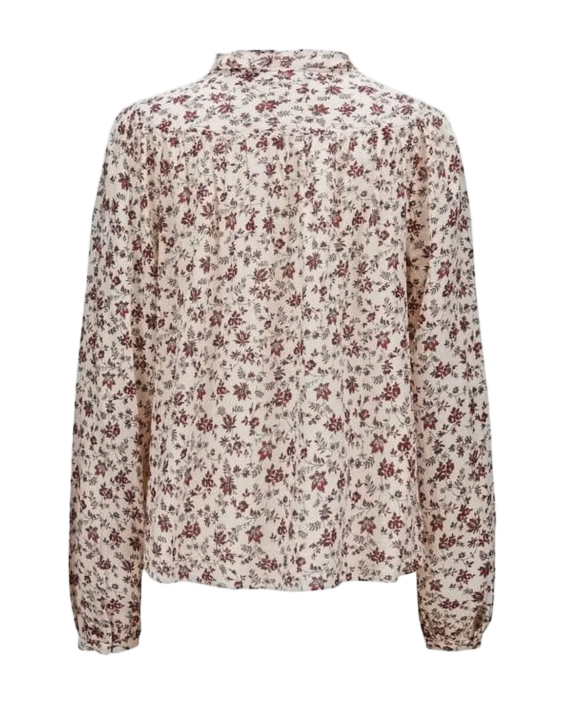 Delicate Floral Print Blouse with Ruffled Collar