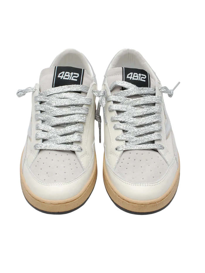 Minimalist Sneakers with Suede Panels and Metallic Accents