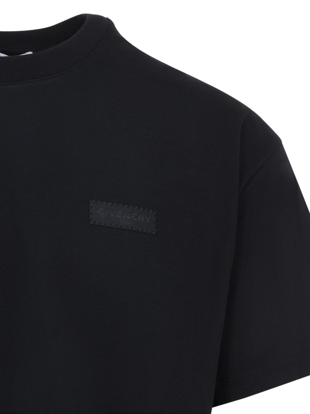 Patch Detail Cotton T-Shirt With Round Neckline