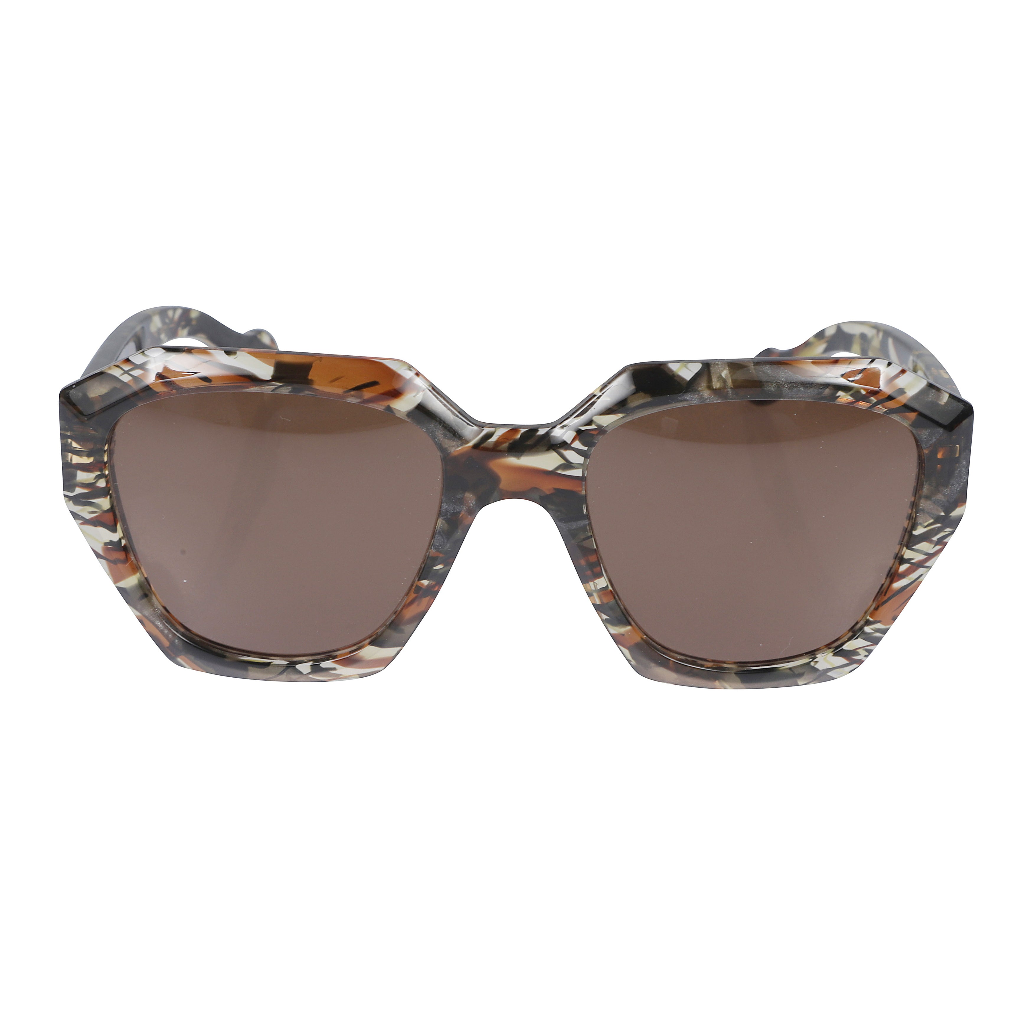 Marilyn/K-S Oversized Geometric Frame Sunglasses with Multicolored Tortoiseshell Pattern