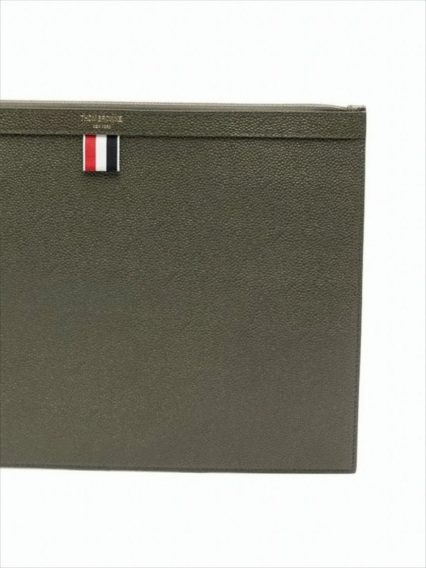 Textured Cow Leather Clutch with Gold-tone Hardware