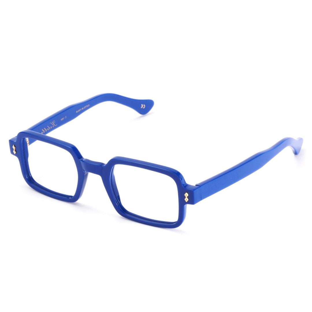 Kolette Glamour Bold Rectangular Blue Sunglasses with Gold Accents