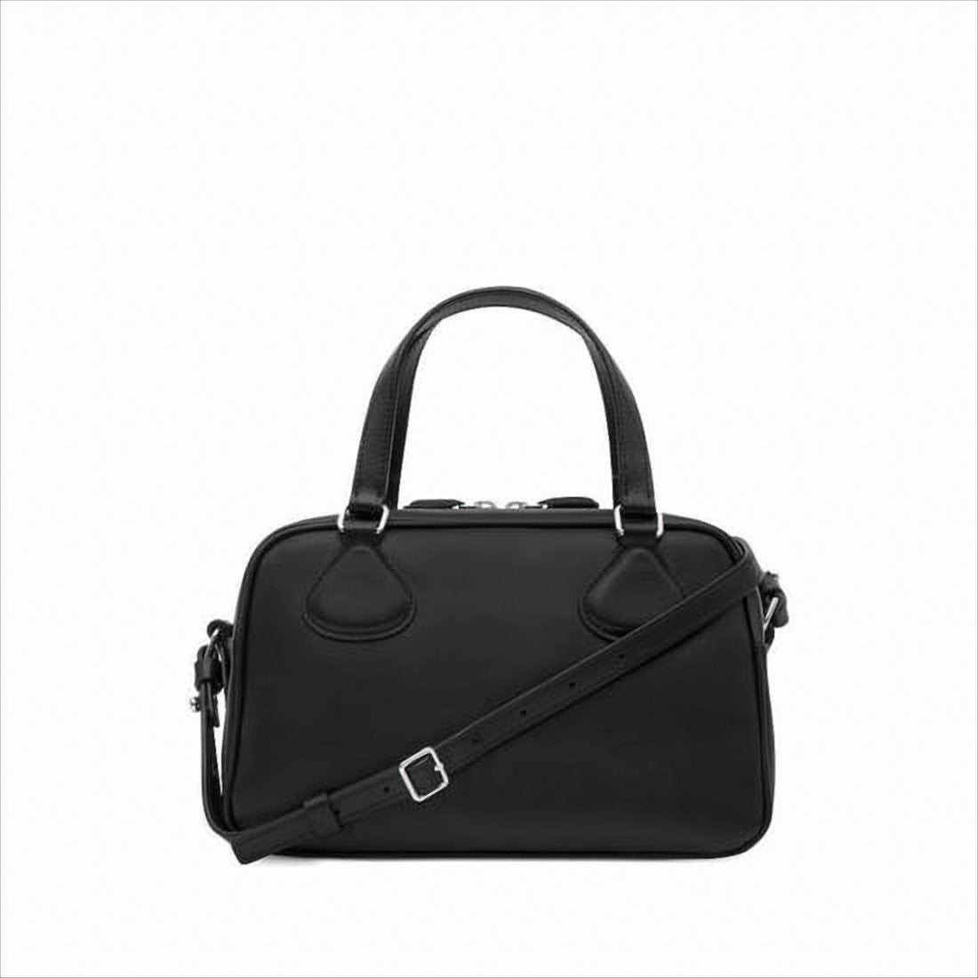 Rectangular Black Cowhide Leather Shoulder Bag With Contrasting Logo