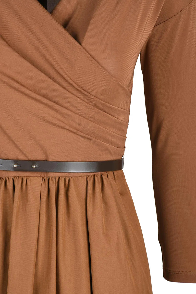 Long Dress with Strap - Brown
