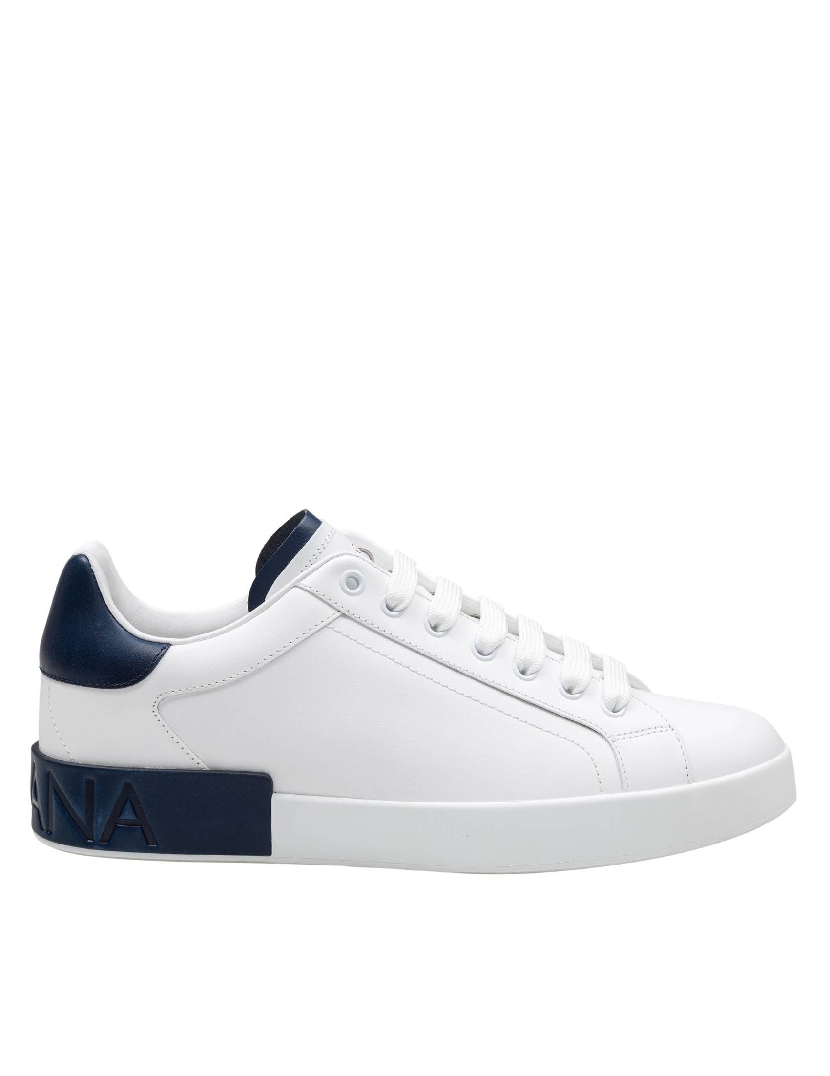 Portofino Leather Sneakers, White And Blue