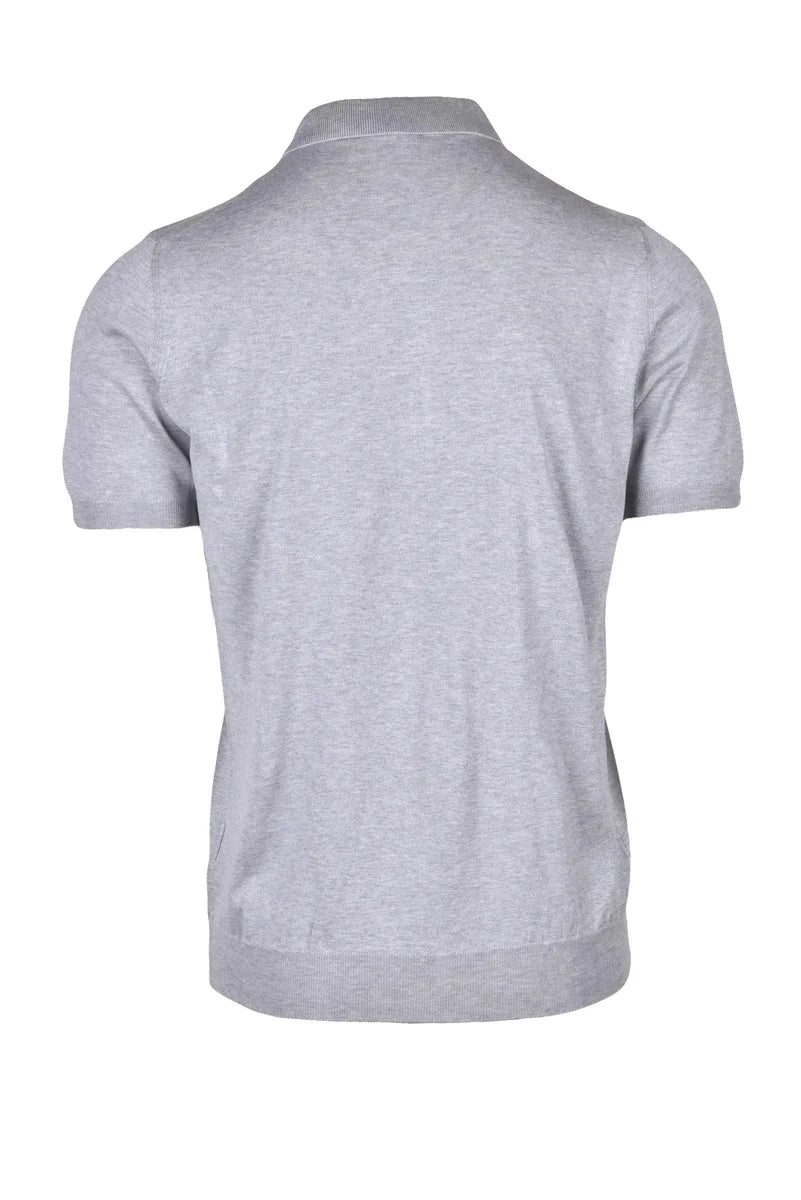 Silk/Cotton Knit Polo - Light Grey