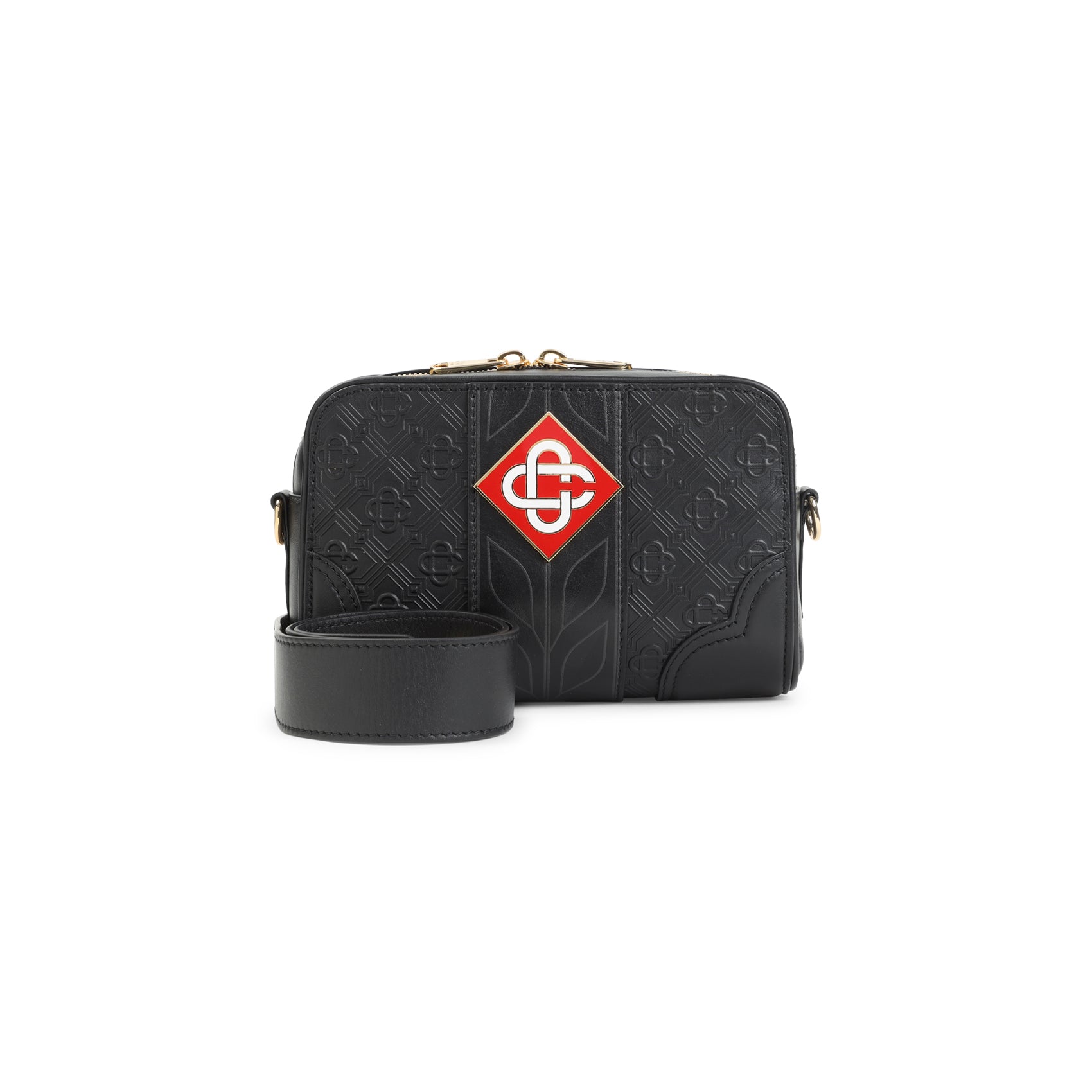Compact Black Calf Leather Crossbody Bag