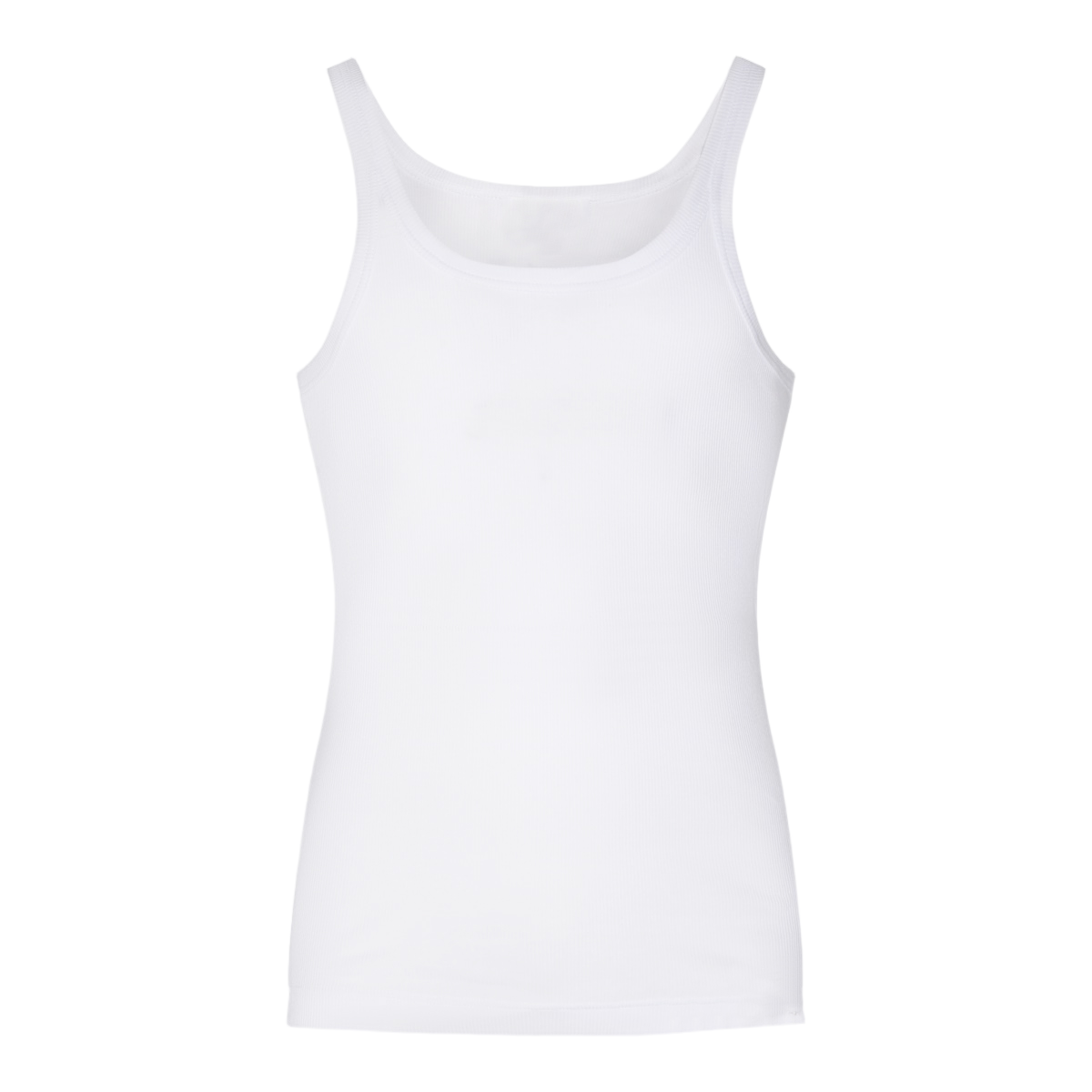 Fitted White Sleeveless Top with Scoop Neckline