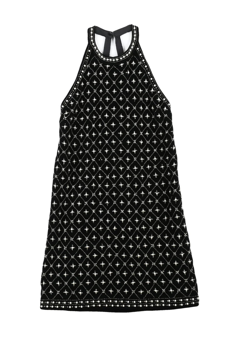 Velvet Dress Pearls - Black