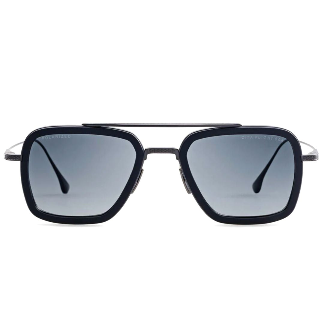 Flight.006 Bold Square Frame Sunglasses with Metal Double Bridge