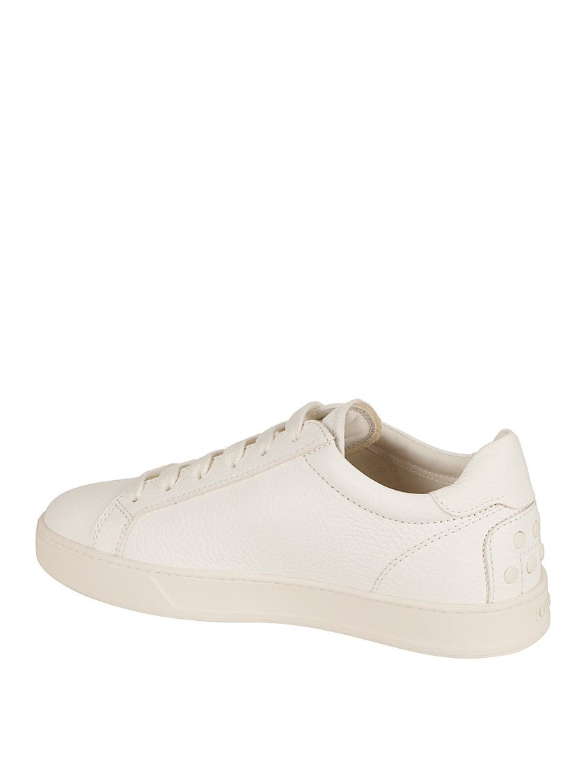 White Sneakers With Natural-Grain Calfskin