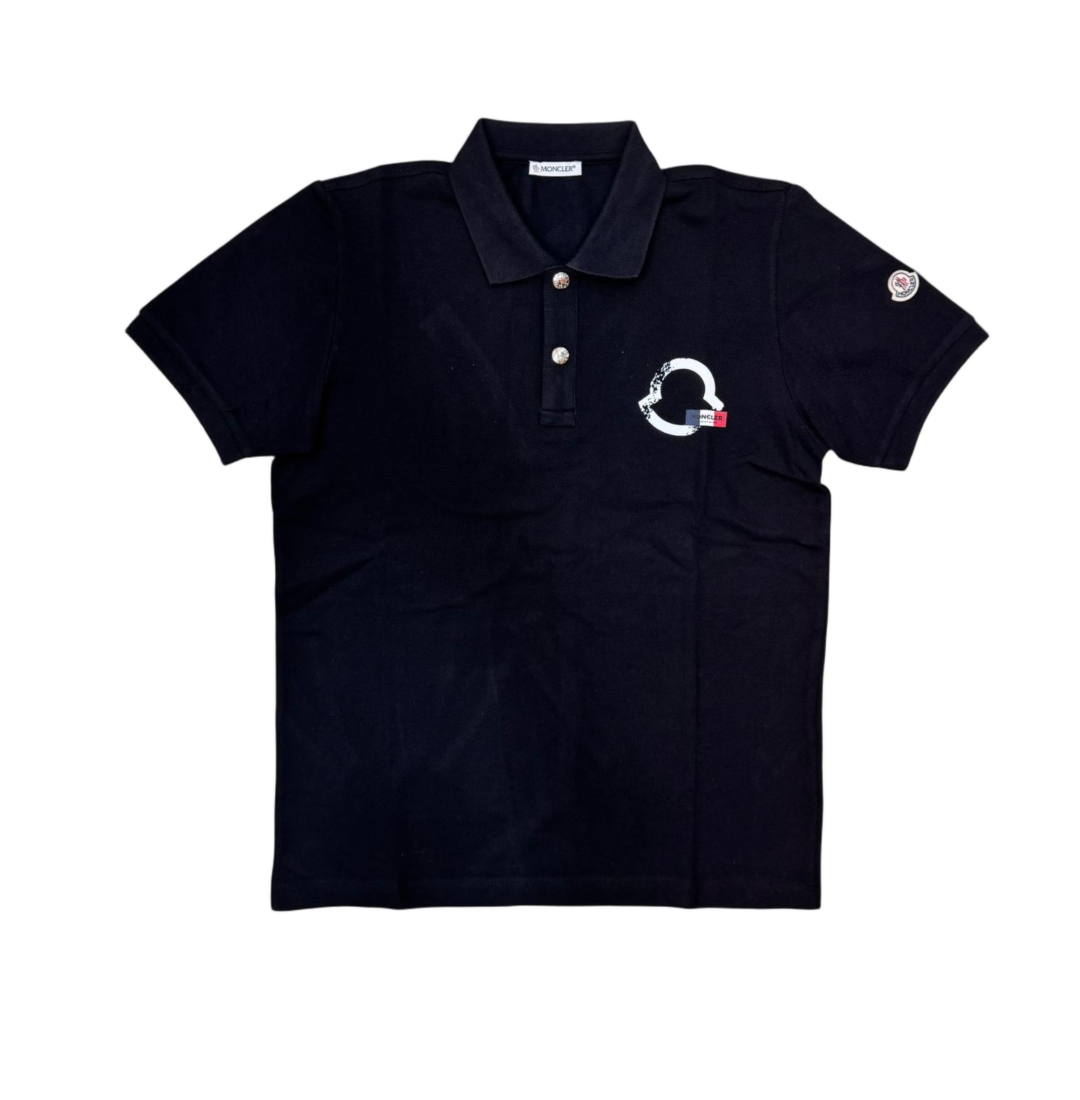 Classic Black Polo Shirt with Embroidered Logo