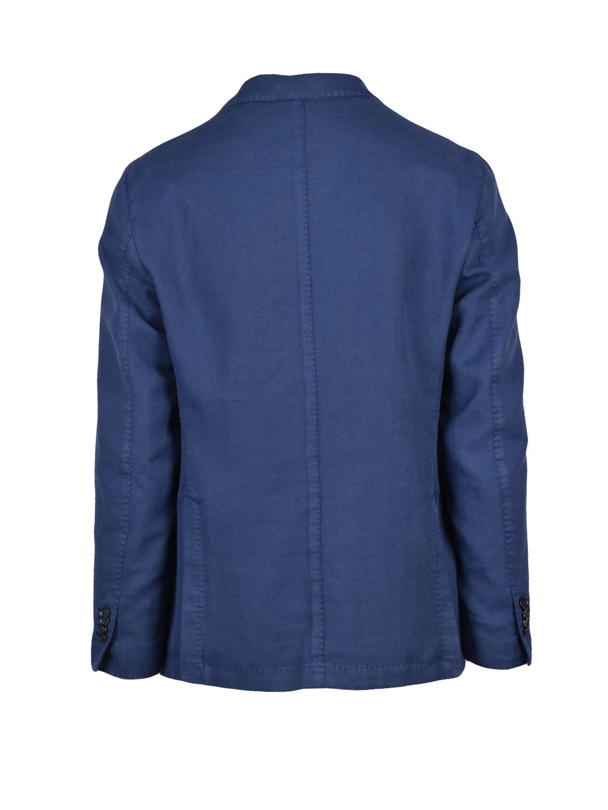 Blue Cotton Ramie Rounded Blazer Jacket