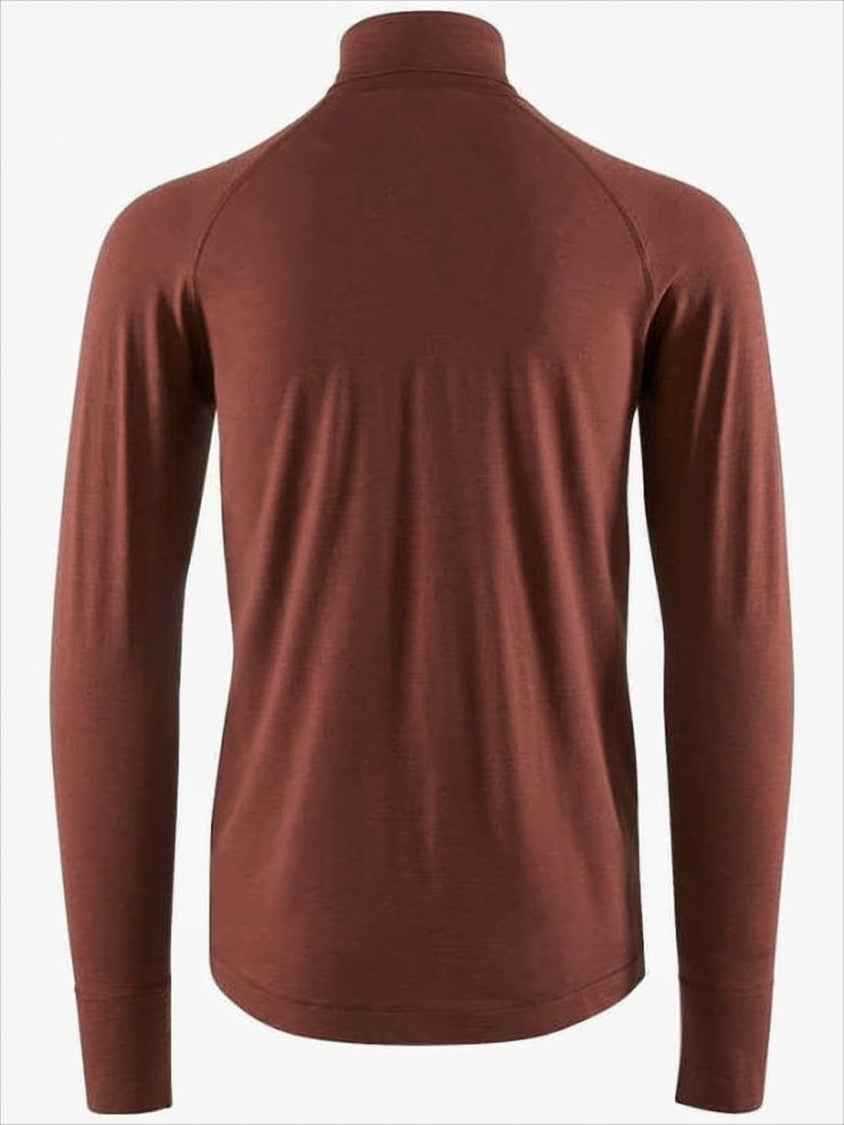 Fitted Brown Turtleneck Sweater with Contrast Triangular Patches