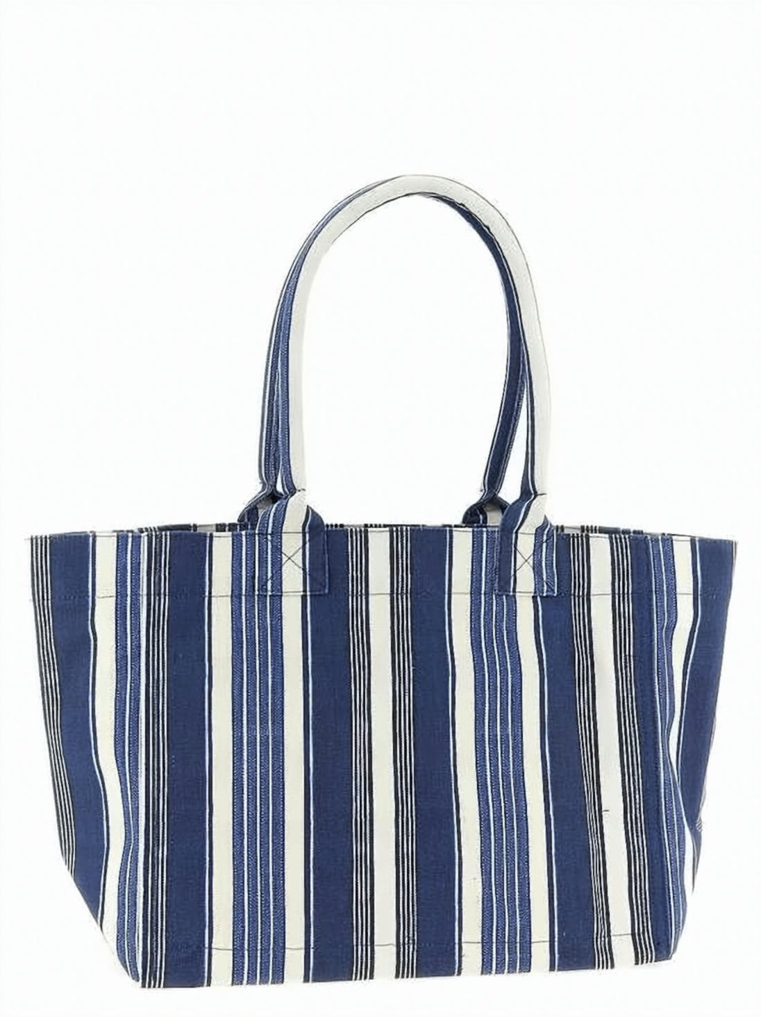 Medium Cotton Shoulder Bag with Vertical Stripes