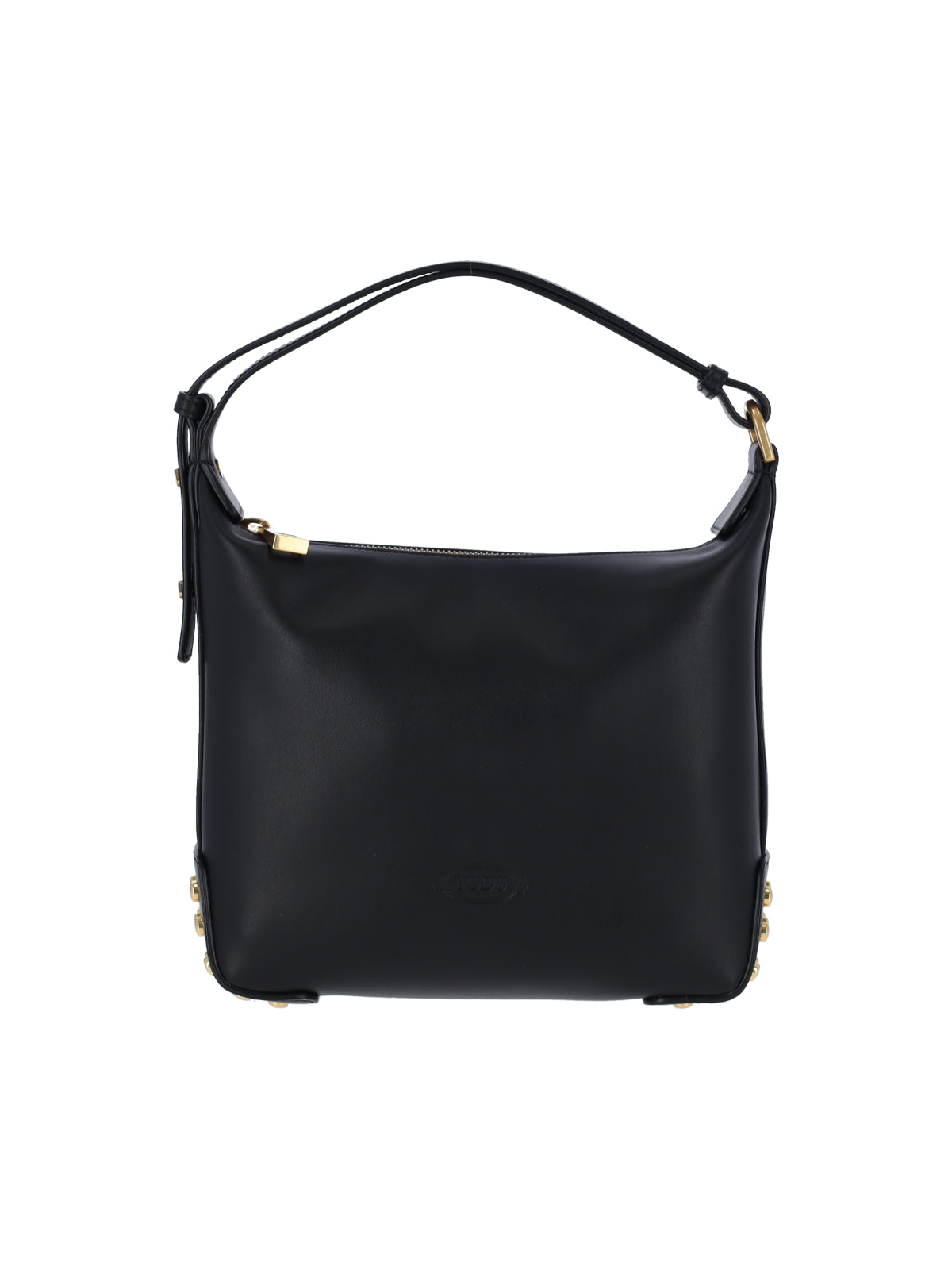 Black Metal Dots Calf Leather Shoulder Bag
