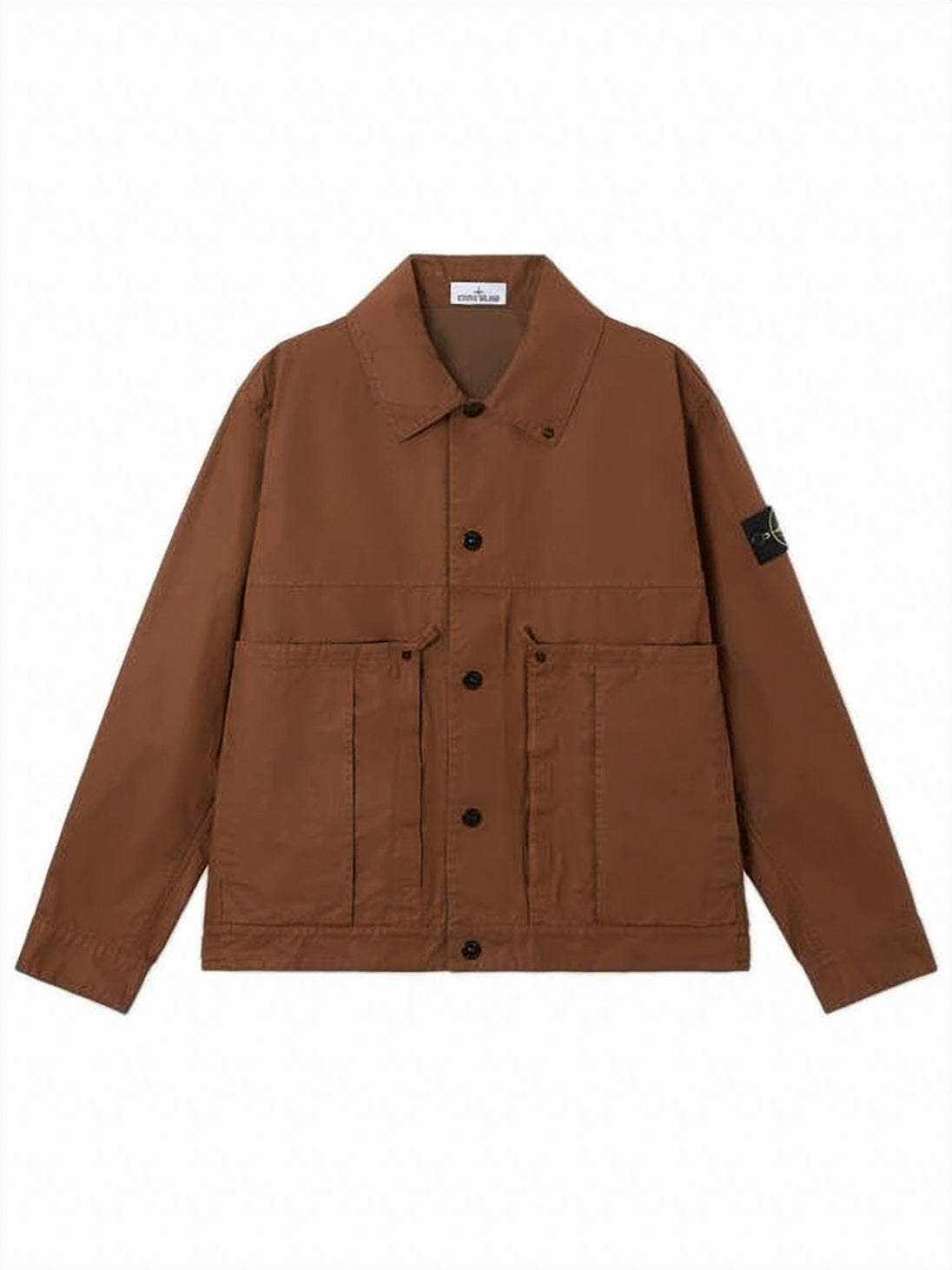 Boxy Brown Jacket With Classic Collar And Utility Pockets
