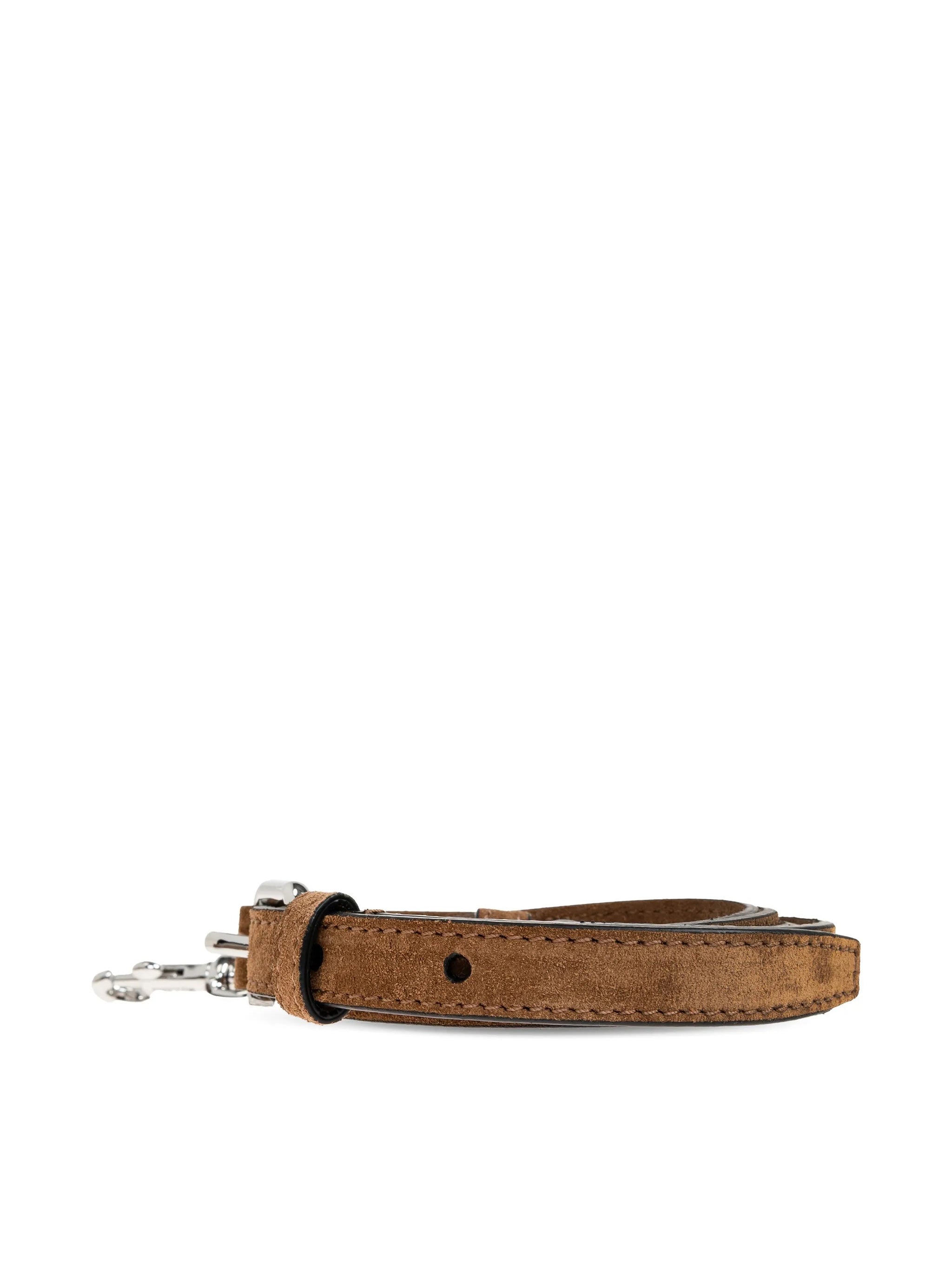 Brown Large Rectangular Suede Handbag With Belts