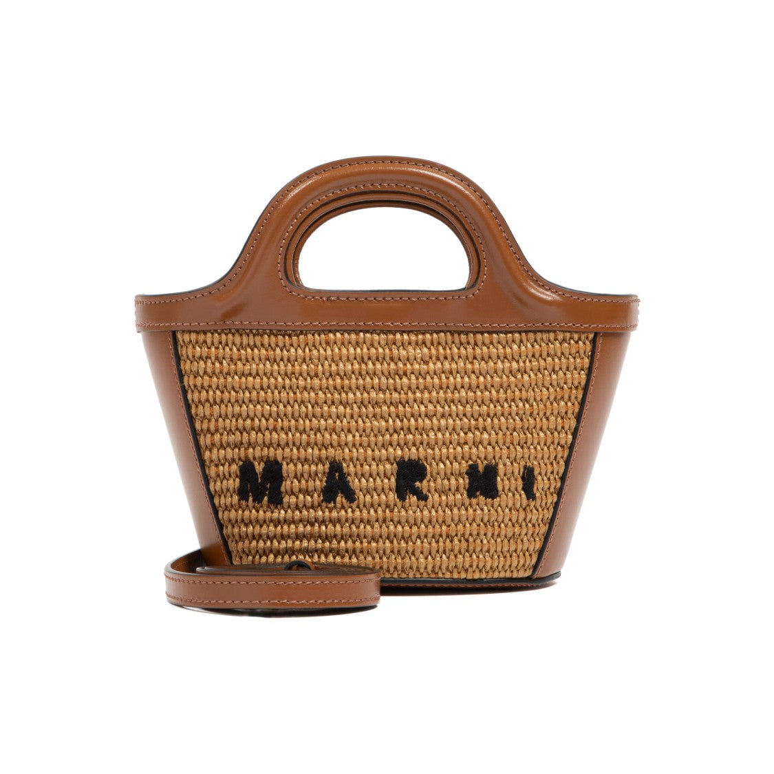 Brown Logo-embroidered Straw Handbag