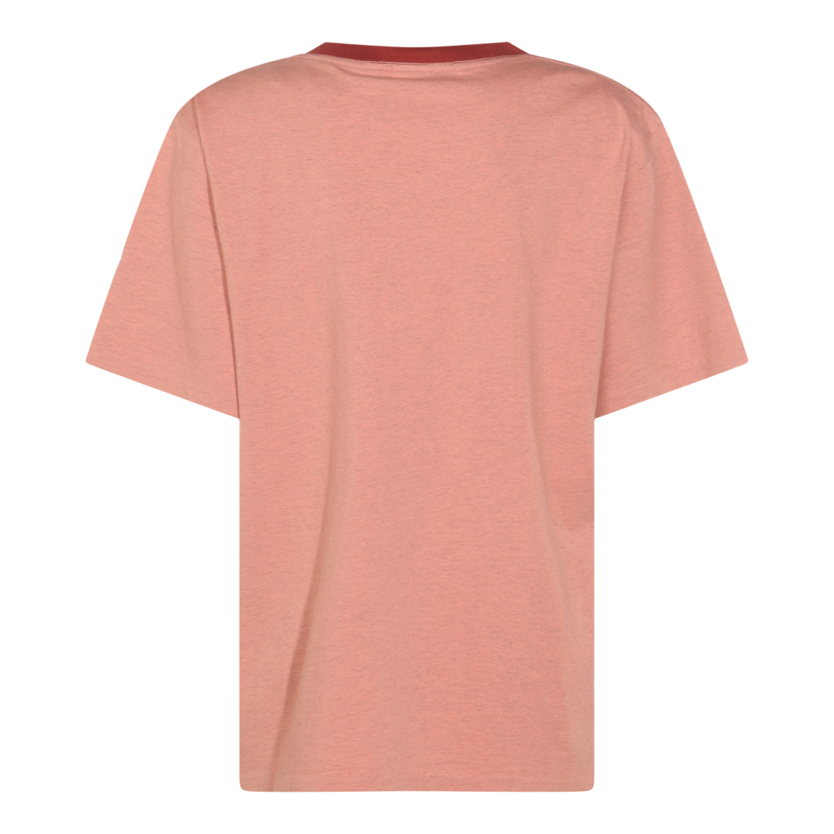 Relaxed-Fit Peach T-Shirt with Contrasting Ribbed Neckline