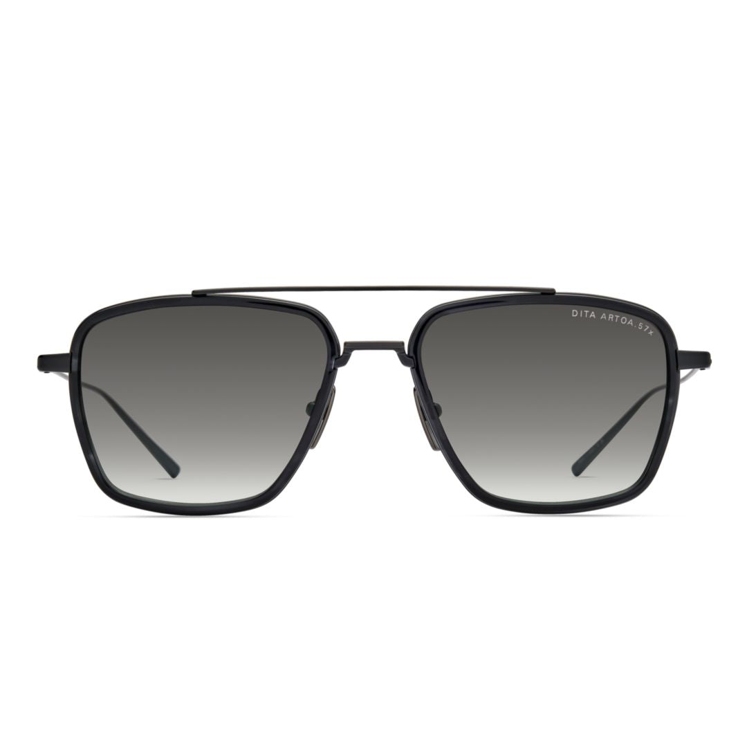Artoa.57x Geometric Black Sunglasses with Double Bridge Design