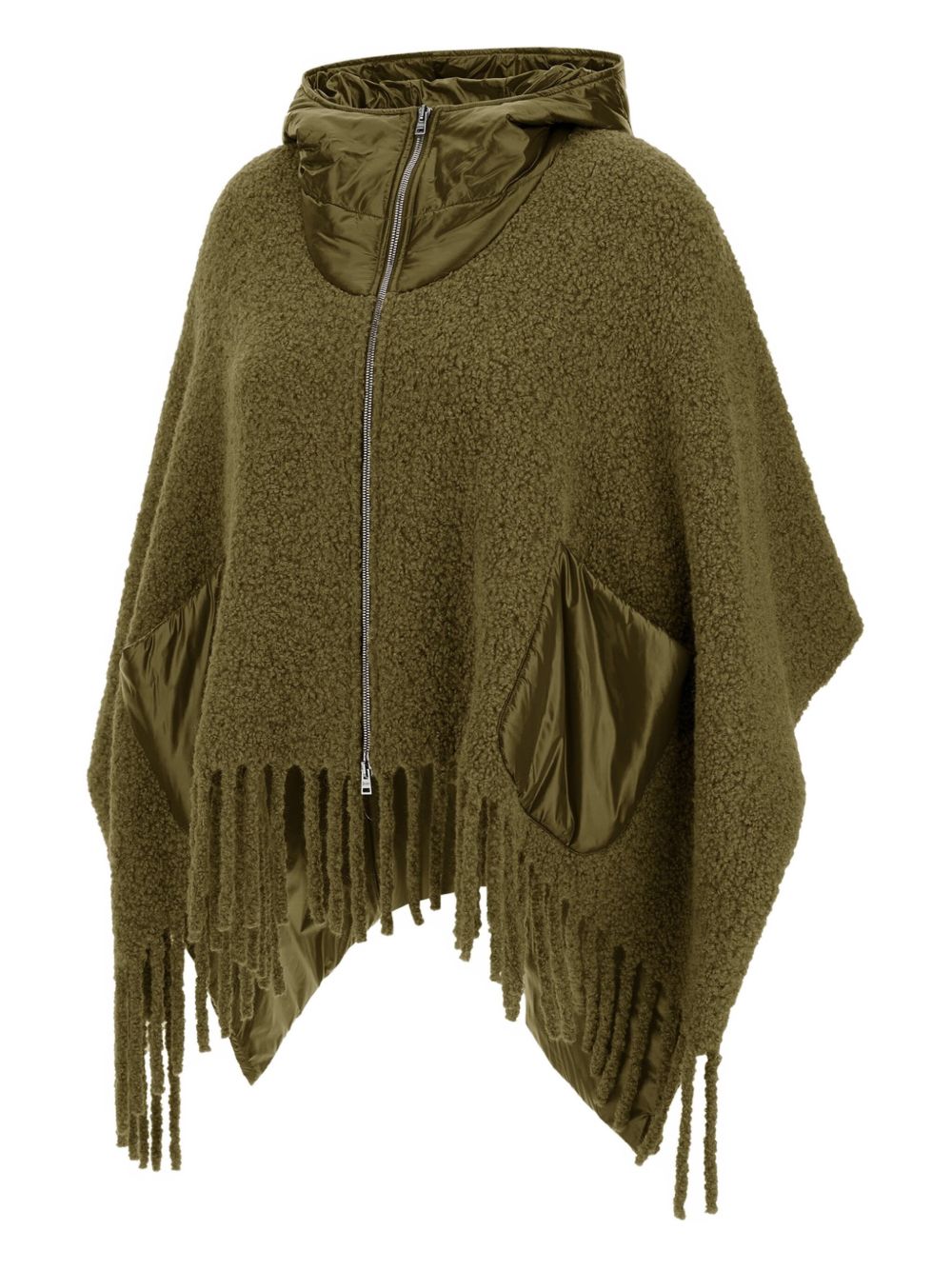 Hooded Poncho in Bouclé Alpaca