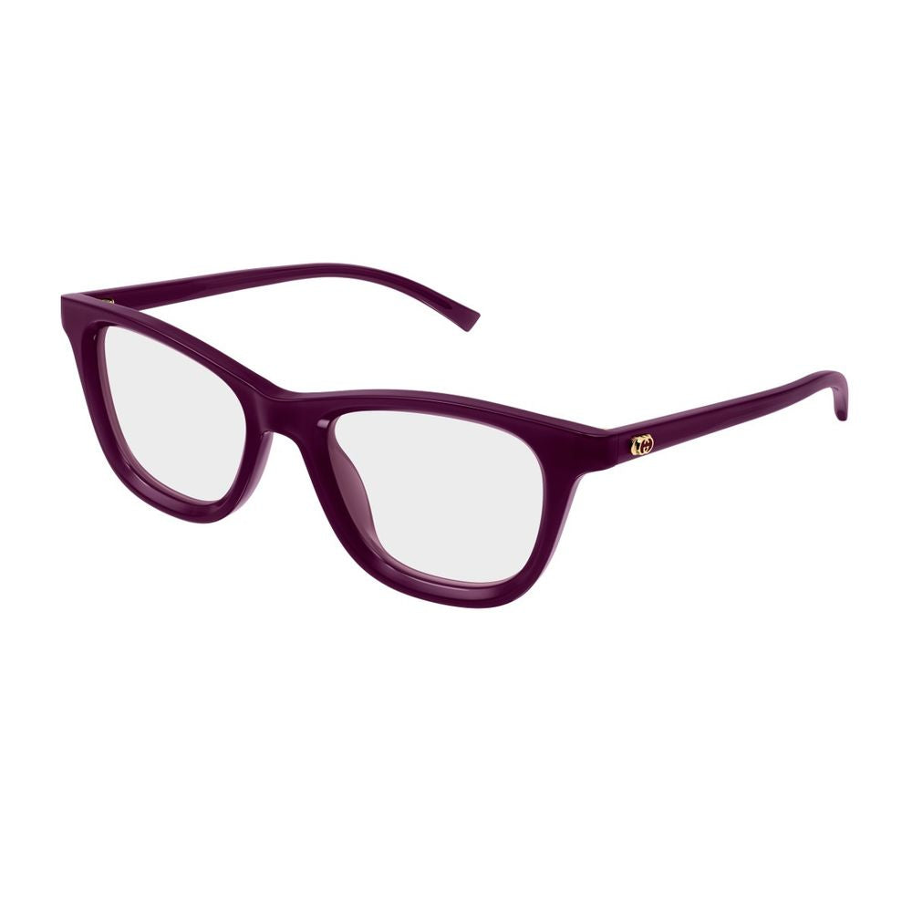 Rectangular Eyeglasses In Deep Violet With Gold Accents