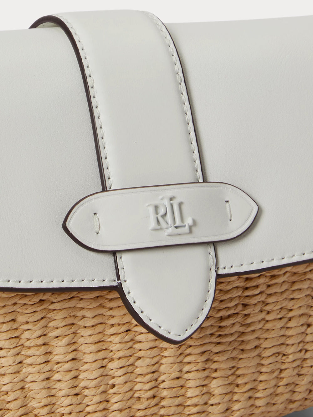 Woven Straw Shoulder Bag with Smooth Leather Flap