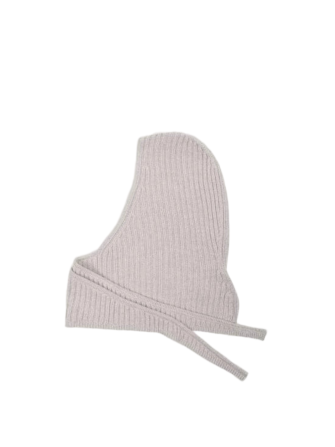 Ribbed Knit Balaclava with Tie Closure