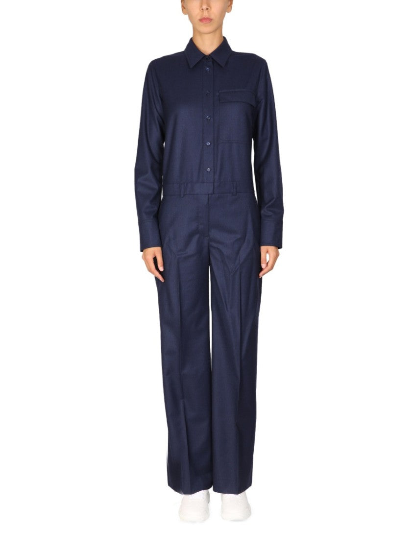 Tailored Blue Wool Jumpsuit