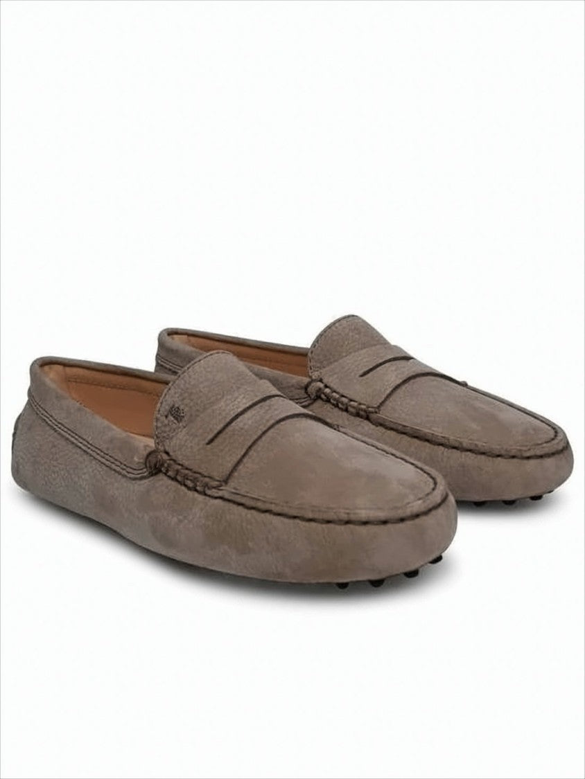 Sleek Brown Leather Loafers with Textured Finish