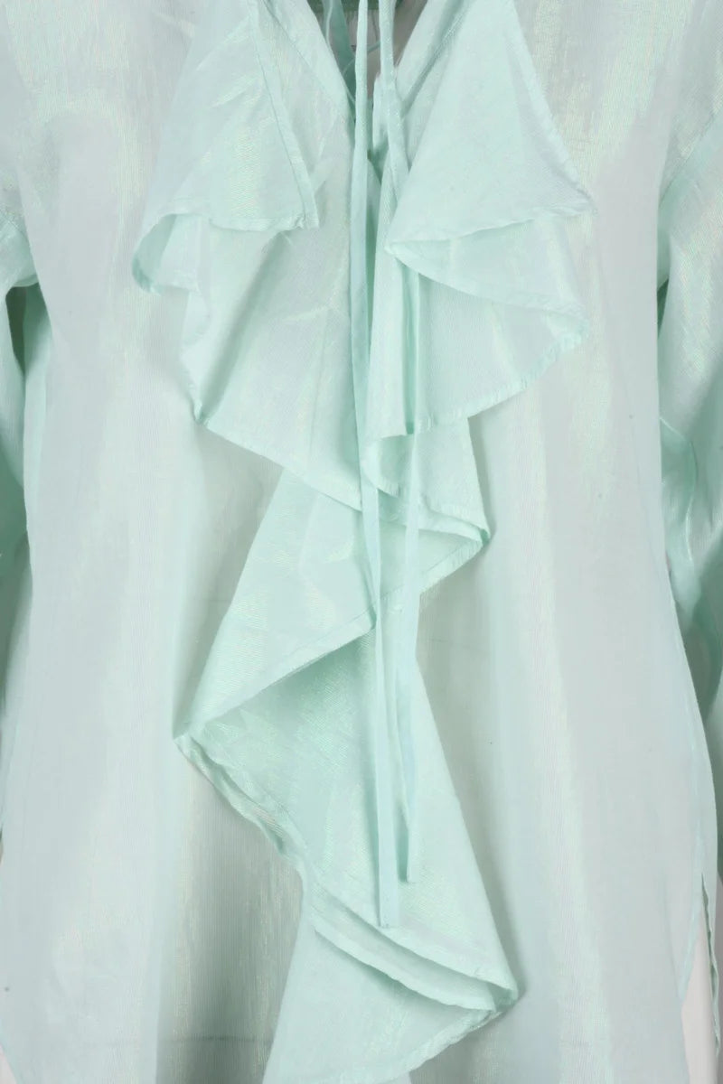 Lamé Blouse - Aqua Green