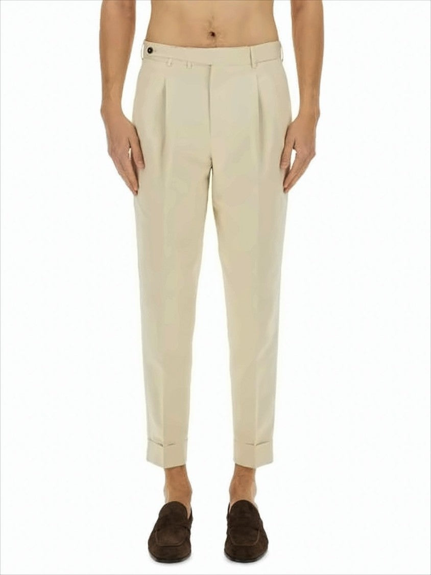 Tailored Fit Straight Pants with Pleated Front